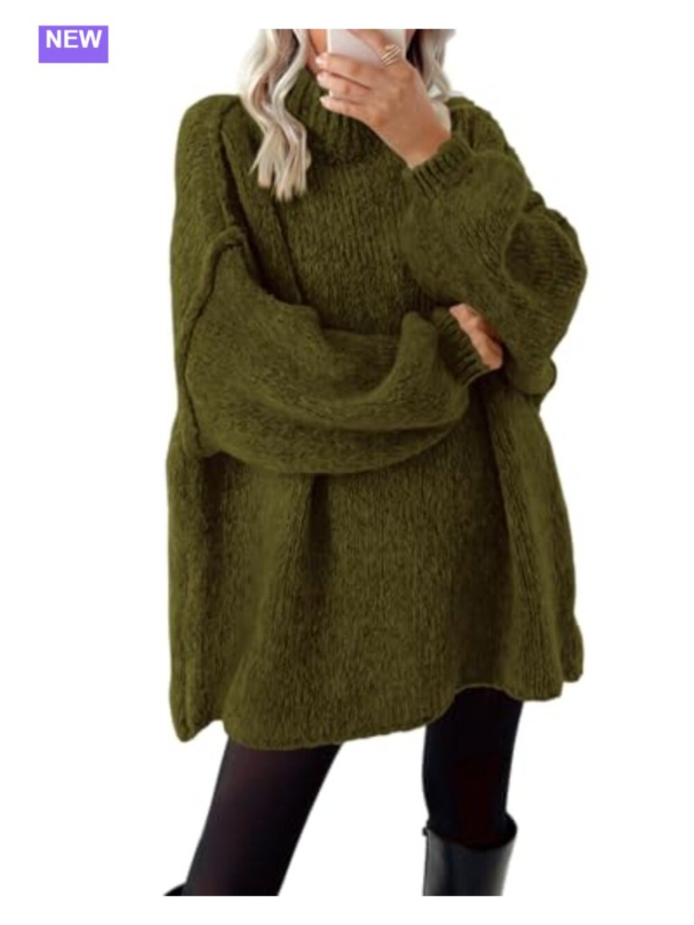 Mock Neck Cable Knit Oversized Long Sleeve Pullover Sweater